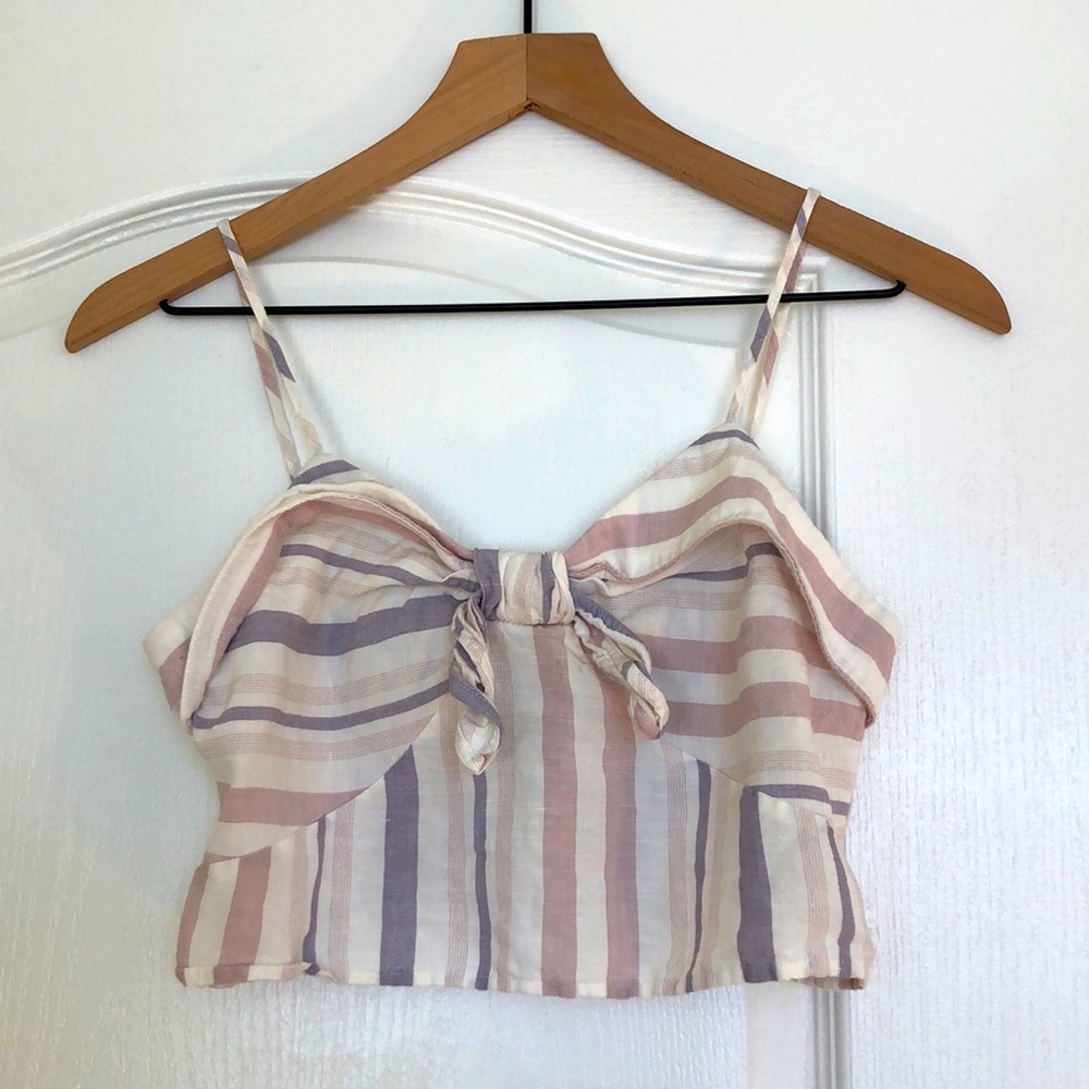 EXPRESS SMALL LINEN CROPPED TANK TOP